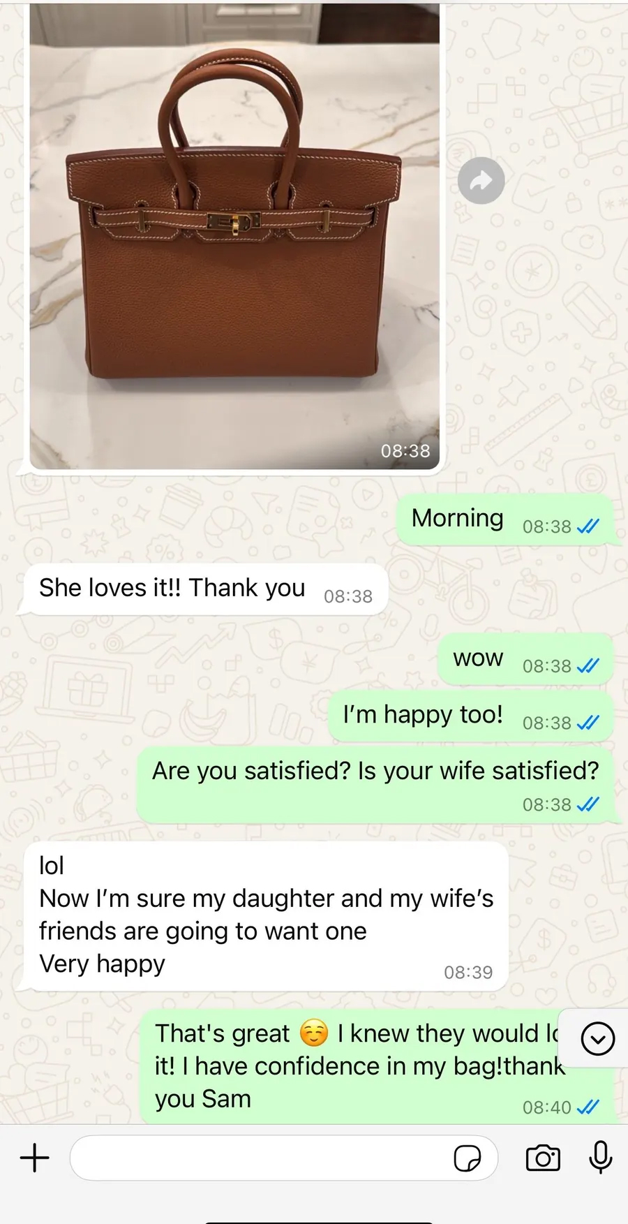 Customer chat screenshot
